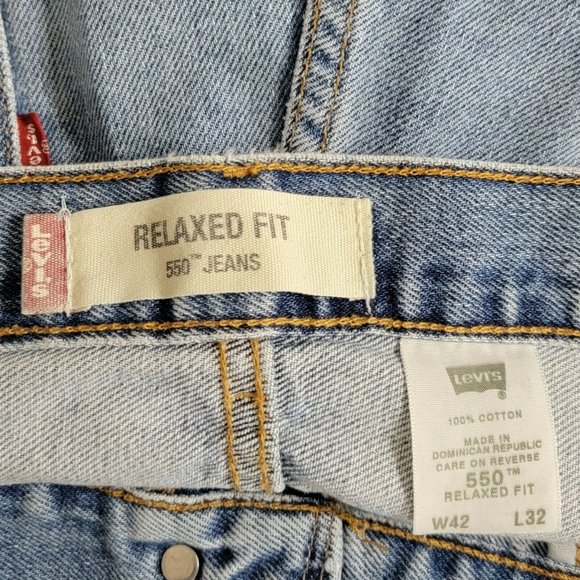 Vintage Levis 550 Jeans Mens 40x30* Blue Relaxed Straight Leg Black Bat Wing Tag - Picture 11 of 12